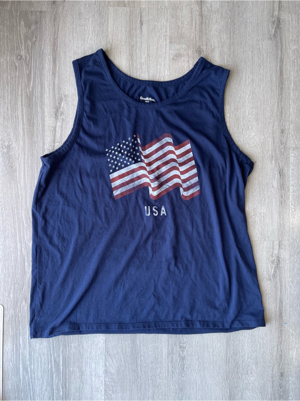 Goodfellow & Co Navy Blue USA Flag Graphic Tank Top